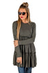 Sexy Gray Long Sleeve Layered Babydoll Tunic