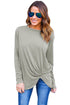Sexy Gray Long Sleeves Drape Top