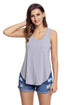 Sexy Gray Summer Side Slits Tank Top with Pocket