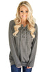 Sexy Gray Women’s Lace up Sweatshirt Jumper