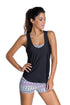 Sexy Grayish Sports Bra Tankini Swimsuit with Black Vest