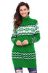 Sexy Green Christmas Snowflake Knit Turtleneck Jumper