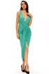 Sexy Green Draped Slit Front Maxi Dress