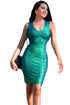 Sexy Green Gold Foil Midi Luxe Bandage Dress