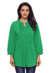 Sexy Green Lace and Pleated Detail Button up Blouse