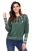 Sexy Green Printed Batwing Sleeve Skew Neck Blouse