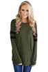 Sexy Green Striped Sleeve Women’s Sweatshirt Top