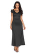 Sexy Grey Cold Shoulder Front Slit Flare Maxi Dress