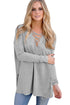 Sexy Grey Crisscross V Neck Lightweight Sweater