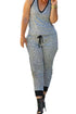 Sexy Grey Drawstring Waist V Neck Sleeveless Jumpsuit