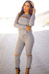 Sexy Grey Fashion Sporty Zipped Pants Set
