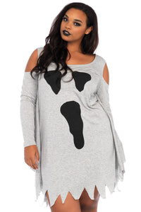 Sexy Halloween Ghost Print Jersey Plus Size Dress