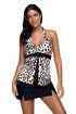Sexy Halter Leopard Flyaway Tankini and Skirted Swimsuit