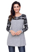 Sexy Heather Gray Black Aztec Long Sleeve Top
