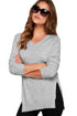 Sexy Heather Grey V Neck Sweater