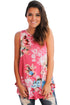 Sexy Hot Pink Floral Print High Neck Tank Top