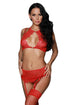 Sexy Hot Red 3pcs Underwire Bra Panty Set