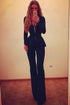 Sexy Indigo Peplum Top&Wide Leg Pant