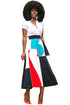 Sexy Irregular Colorblock Print High Waist Maxi Skirt