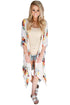 Sexy Ivory Floral Side Slit Boho Kimono