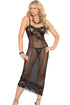 Sexy Lace Decorate Mesh Gown