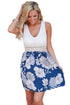 Sexy Lace Tank Blue Floral Print Skirt Skater Dress
