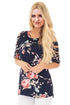 Sexy Ladder Cutout Sleeve Navy Floral Top
