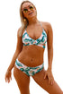 Sexy Leaf Print Cross Top Bikini