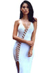 Sexy Light Blue Asymmetric Lace up Bandage Dress