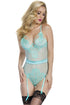 Sexy Light Blue Eyelash Lace Teddy with Garters