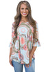 Sexy Light Blue Grounding Floral Print Babydoll Top