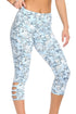 Sexy Light Blue Print Crisscross Detail Leggings