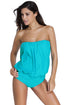 Sexy Light Blue Wirefree Blouson Tankini 2pcs Swimsuit