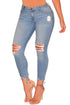 Sexy Light Denim Ripped Ankle Length Skinny Jeans