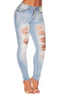 Sexy Light Denim Ripped Skinny Jeans