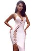 Sexy Light Pink Asymmetric Lace up Bandage Dress