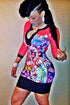 Sexy Long Sleeves Firework Print Dress