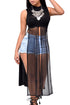 Sexy Mesh Patchwork Sleeveless High Side Split Club Top