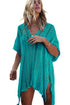 Sexy Mint Crochet Knitted Tassel Tie Kimono Beachwear