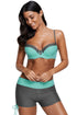Sexy Mint Grey Bicolor Patchwork Underwired Bikini Swimsuit