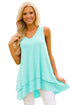 Sexy Mint Ruffled Layer Asymmetric Hem Tunic Tank