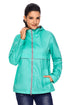 Sexy Mint Women Zipper Lapel Suit Blazer with Foldable Sleeve