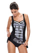 Sexy Monochrome Print Panel Accent 1pc Swimdress Swimsuit