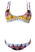 Sexy Multi Feather Print Strappy Sexy Two Piece Swimsuit