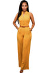 Sexy Mustard Belted Wide Leg Jumpsuit