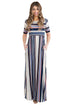 Sexy Muted Multicolor Striped Half Sleeve Casual Maxi Dress