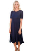 Sexy Navy Blue Flowy Ruffles Short Sleeve Casual Dress