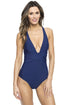 Sexy Navy Blue Self Tie One Piece Swimsuit