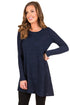 Sexy Navy Button Side Long Sleeve Swingy Tunic