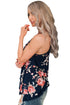 Sexy Navy Floral Print Flowy Tank Top